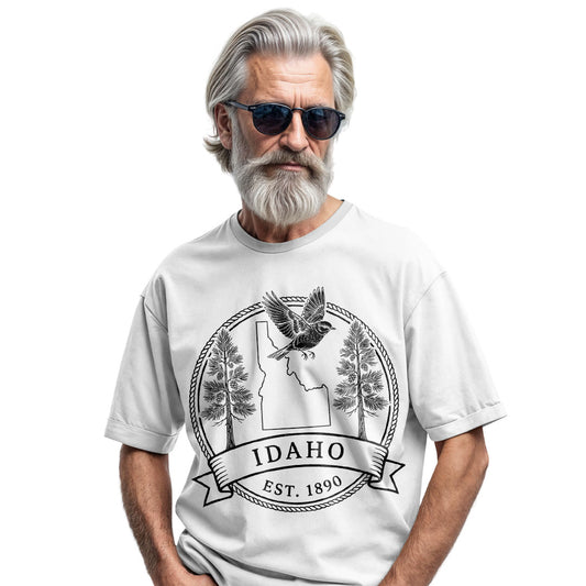 Idaho Est 1890 T-Shirt Mountain Bluebird & White Pine