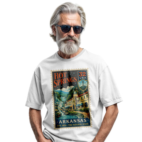 Hot Springs AR Postage Stamp Tee | Vintage Arkansas Travel Shirt