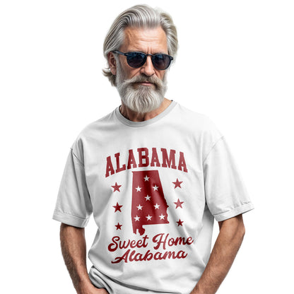 Alabama State Map Stars T-Shirt | Sweet Home Alabama