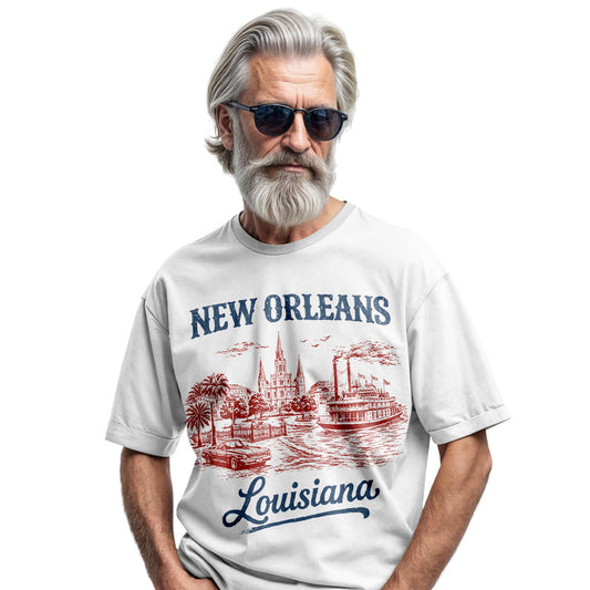 New Orleans Comfort Colors Tee | Vintage Riverboat Skyline Shirt