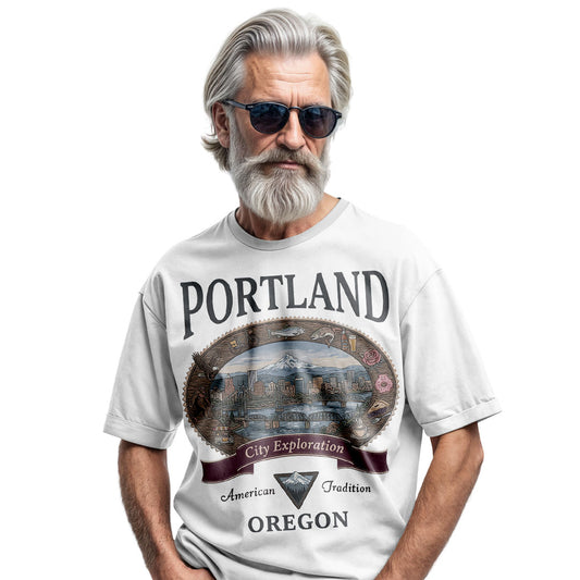 Portland Oregon Comfort Colors® T-Shirt, Vintage Mountain Bridge Travel Tee