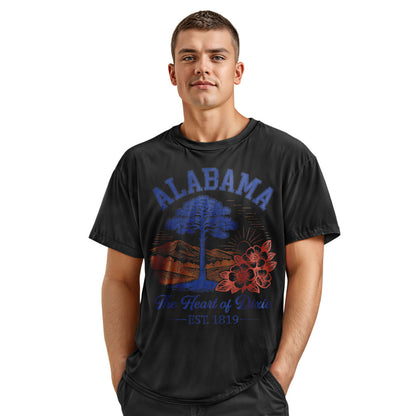 Alabama Shirt Heart of Dixie Est 1819 Vintage State Graphic Tee Unisex Cotton T-Shirt