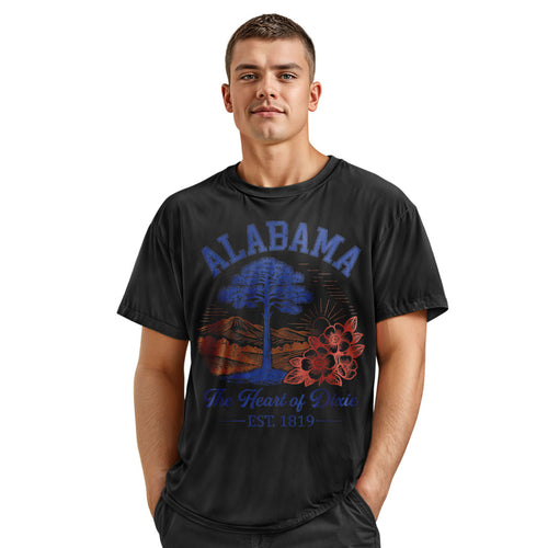 Alabama Shirt Heart of Dixie Est 1819 Vintage State Graphic Tee Unisex Cotton T-Shirt