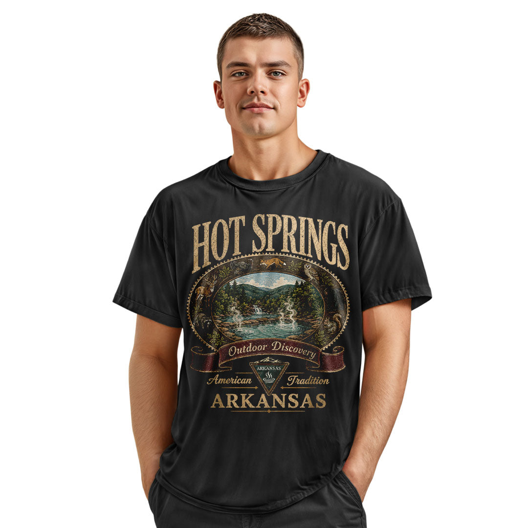 Hot Springs Arkansas Comfort Colors Tee | Vintage Outdoor Discovery Shirt