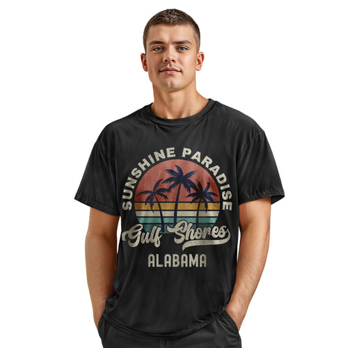 Gulf Shores Shirt Alabama Souvenir Tee, Palm Tree Retro Sunset Shirt