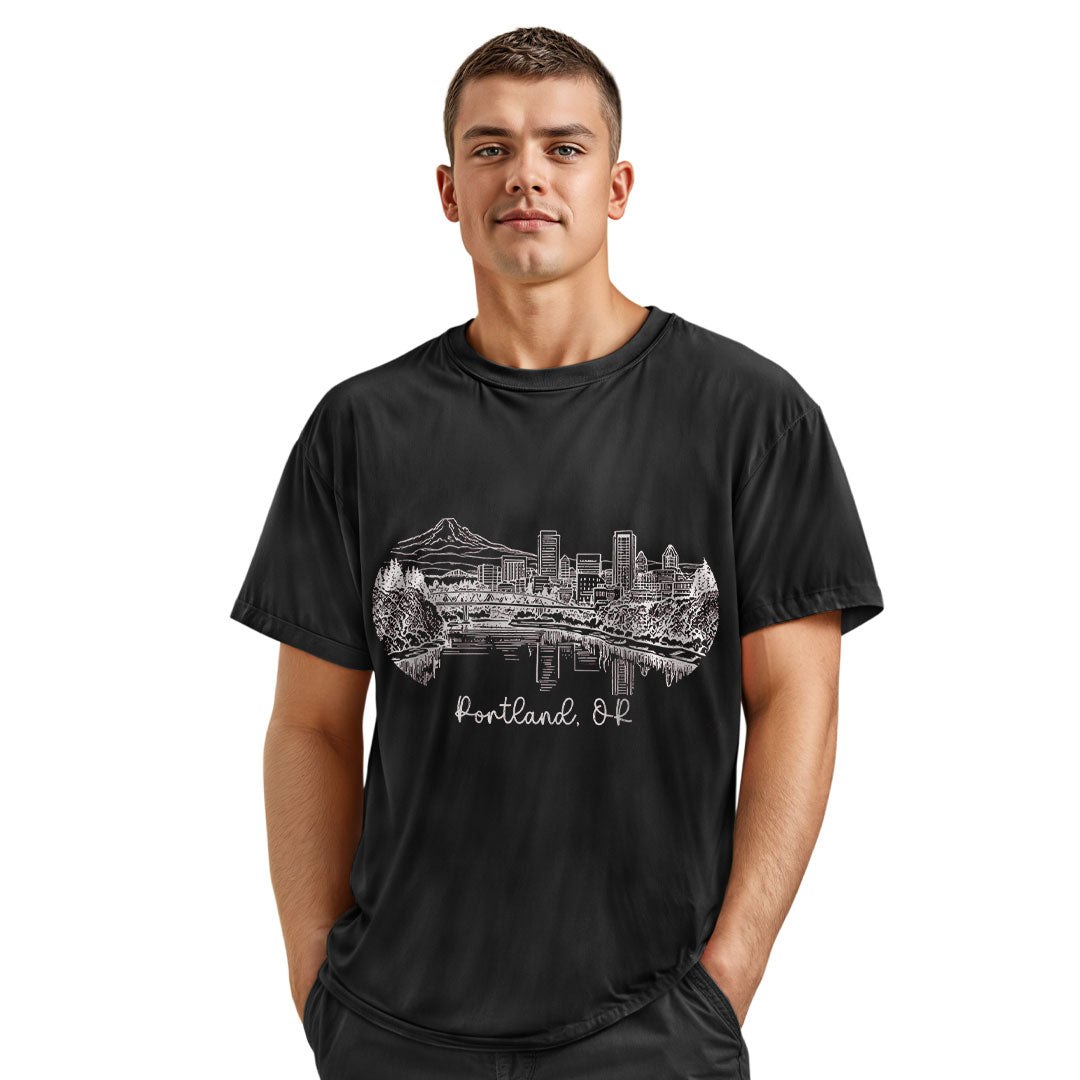 Portland Oregon Skyline T-Shirt, Vintage Travel Souvenir Tee