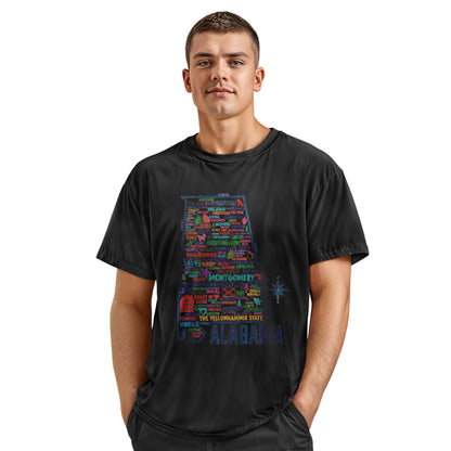 Alabama Heart of Dixie Vintage Map Graphic Tee