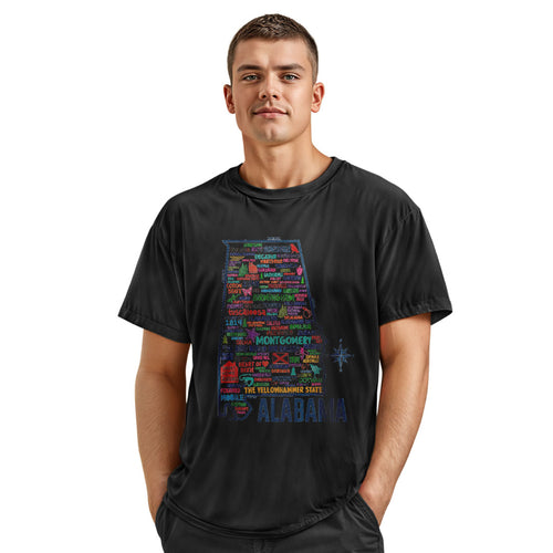 Alabama Heart of Dixie Vintage Map Graphic Tee