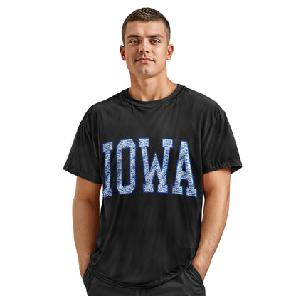 Blue Floral Iowa Varsity Tee | Midwestern Mama Gift Shirt