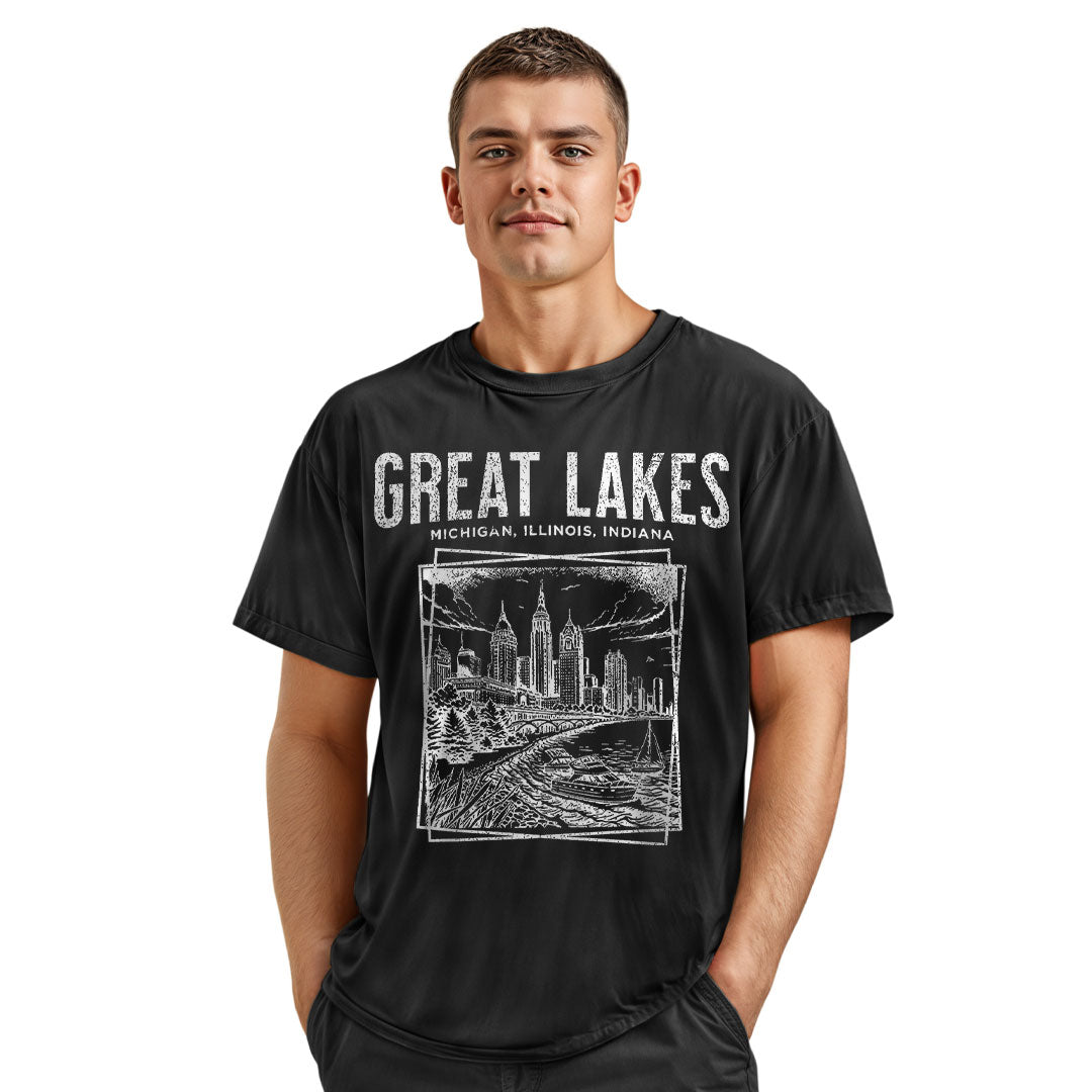 Great Lakes T-Shirt | Retro Lake Michigan Travel Tee