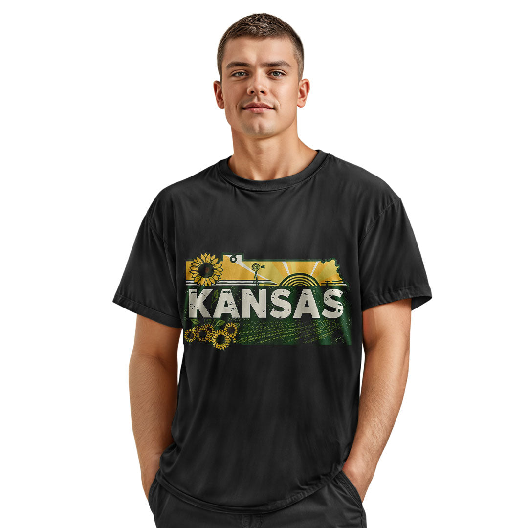 Kansas Home State T-Shirt | Retro Sunflower Travel Tee