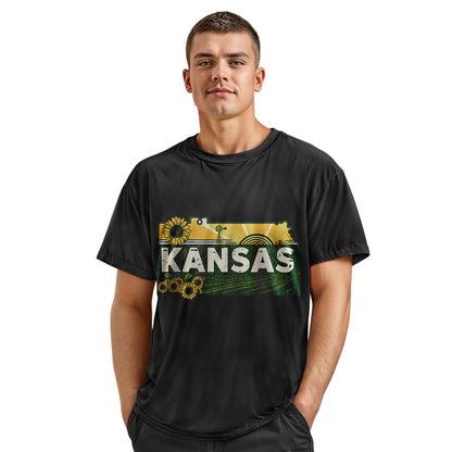 Kansas Home State T-Shirt | Retro Sunflower Travel Tee