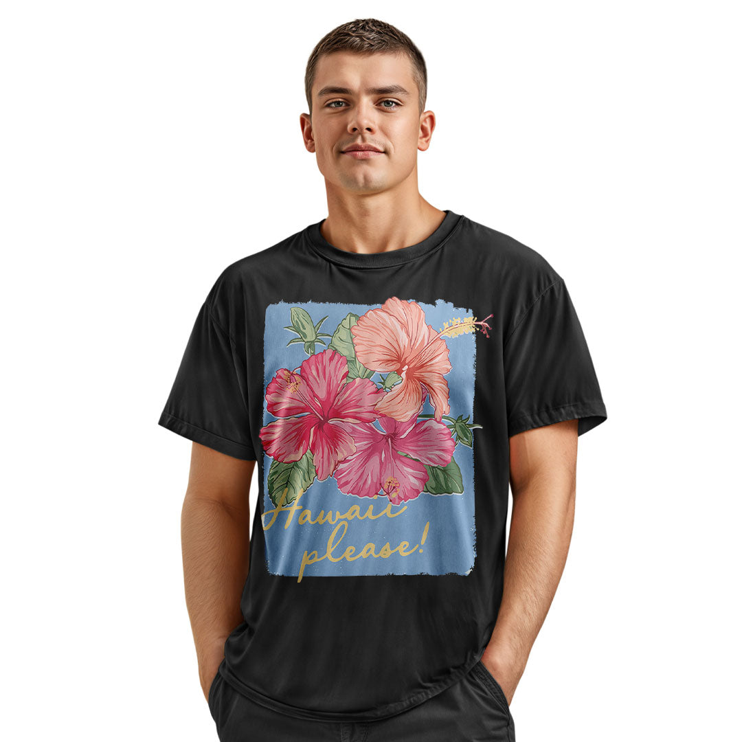 Hawaii Please Hibiscus Comfort Colors Tee | Tropical Vacation Shirt