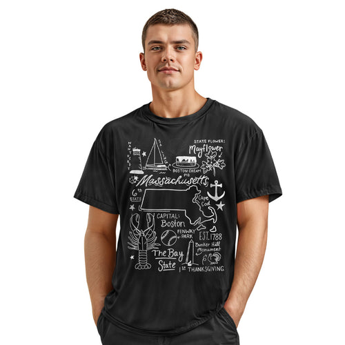 Massachusetts State Map T-Shirt | Bay State Travel Tee