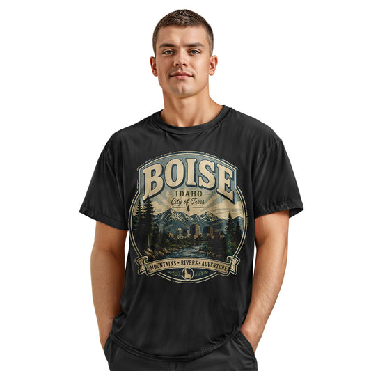 Boise Idaho City of Trees Vintage Mountain River Shirt