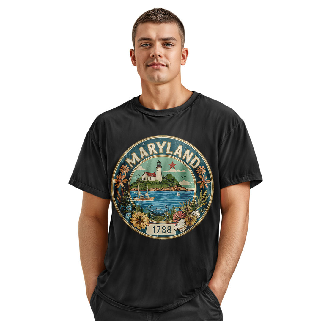 Maryland Lighthouse Crab T-Shirt | Coastal State Gift Tee