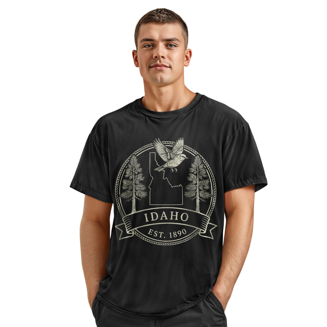 Idaho Est 1890 T-Shirt Mountain Bluebird & White Pine