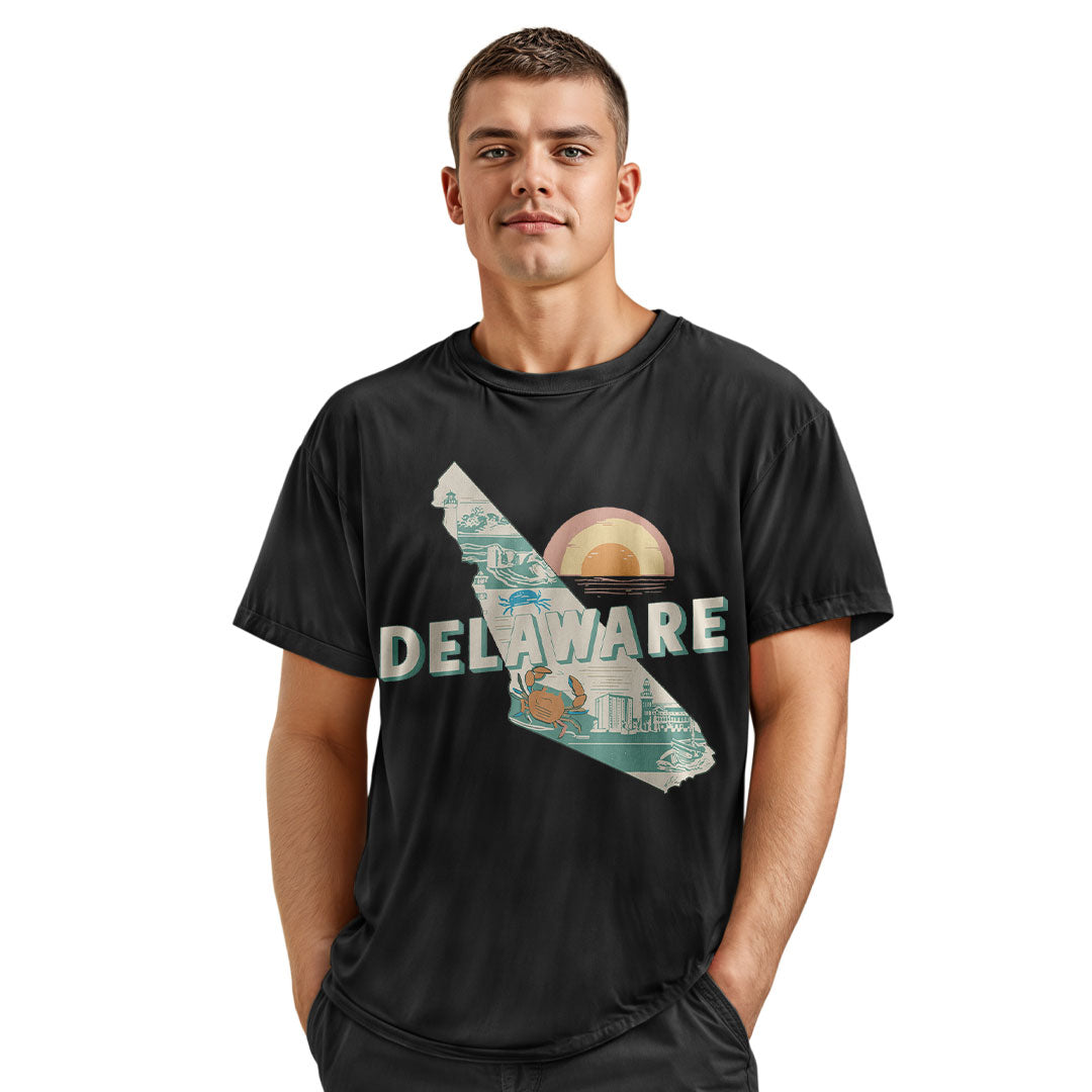 Delaware Crab Sunset Tee | Coastal Beach Souvenir Shirt
