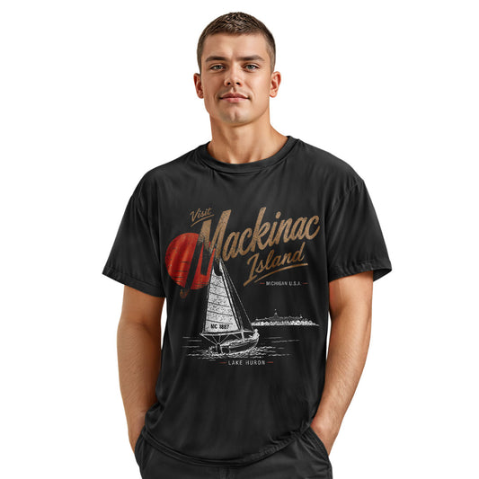 Mackinac Island Michigan Tee | Lake Huron Sailboat Shirt