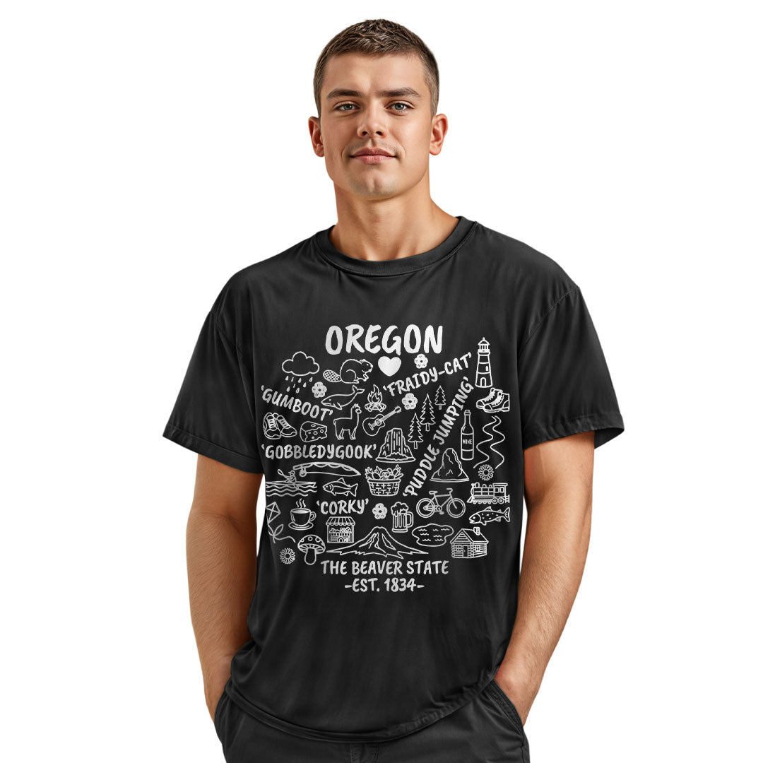 Oregon Coast Vintage Sunset T-Shirt, Pacific Northwest Beach Travel Tee