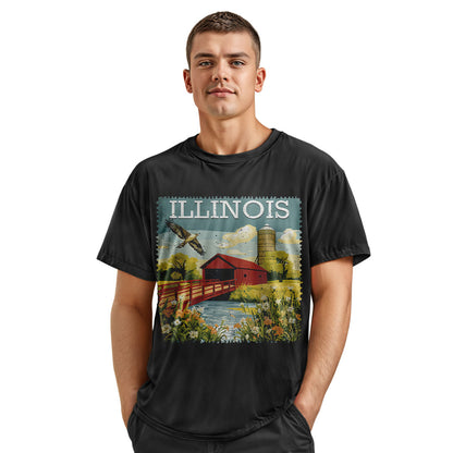 Illinois Covered Bridge Tee | Vintage Travel Souvenir Shirt