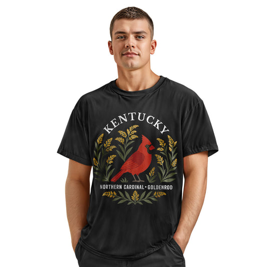 Kentucky Cardinal & Goldenrod Tee | Bird Lover Nature Shirt