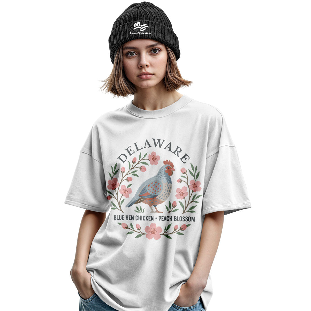 Delaware Blue Hen & Peach Blossom Tee