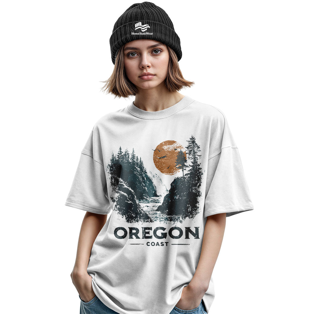 Vintage Oregon Coast T-Shirt, Retro Sunset Pacific Northwest Tee