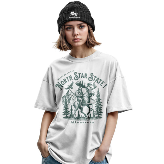 Welcome to Minnesota T-Shirt, North Star State Bigfoot & Moose Tee