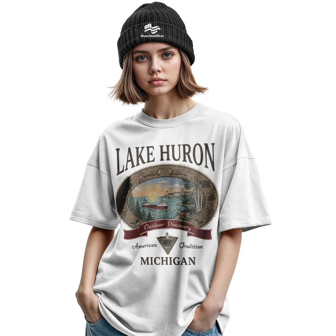 Lake Huron Michigan Comfort Colors Tee | Great Lakes Camping Shirt