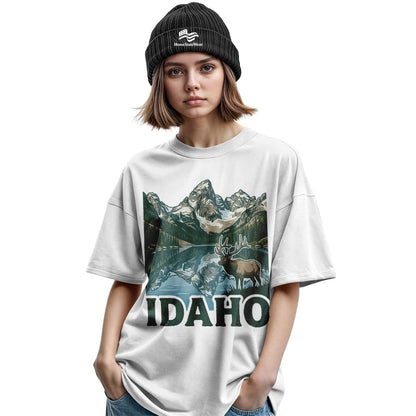 Idaho Elk Sawtooth Mountain Alpine Lake Wildlife Shirt