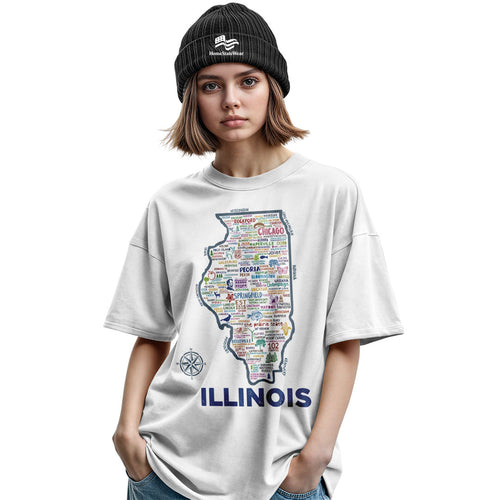 Illinois Map T-Shirt | Vintage Prairie State Tee