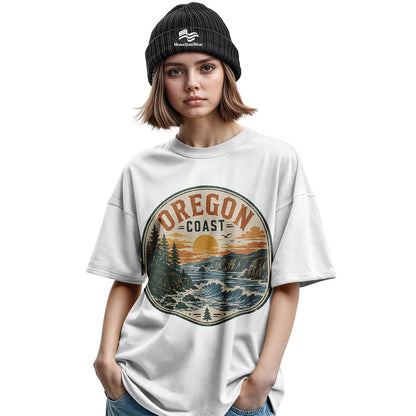 Oregon Bear Mountain T-Shirt, Vintage Sunset Nature Graphic Tee