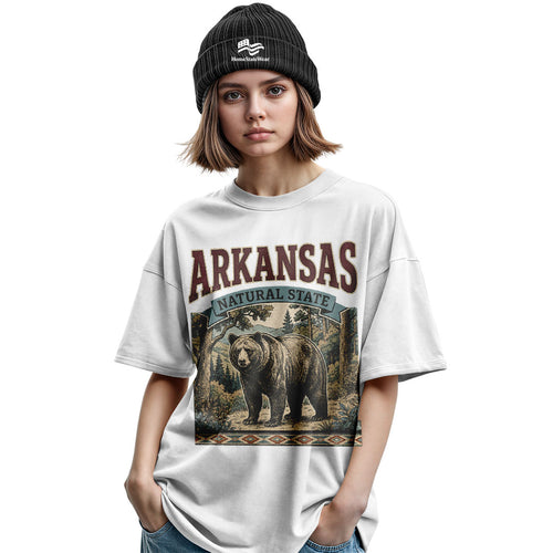 Arkansas Bear Graphic Tee | Vintage Forest Souvenir Shirt