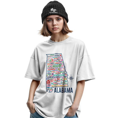 Alabama Heart of Dixie Vintage Map Graphic Tee