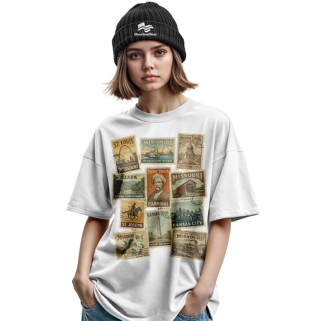 Vintage Missouri Postage Stamp Sweatshirt, Show Me State Travel Crewneck