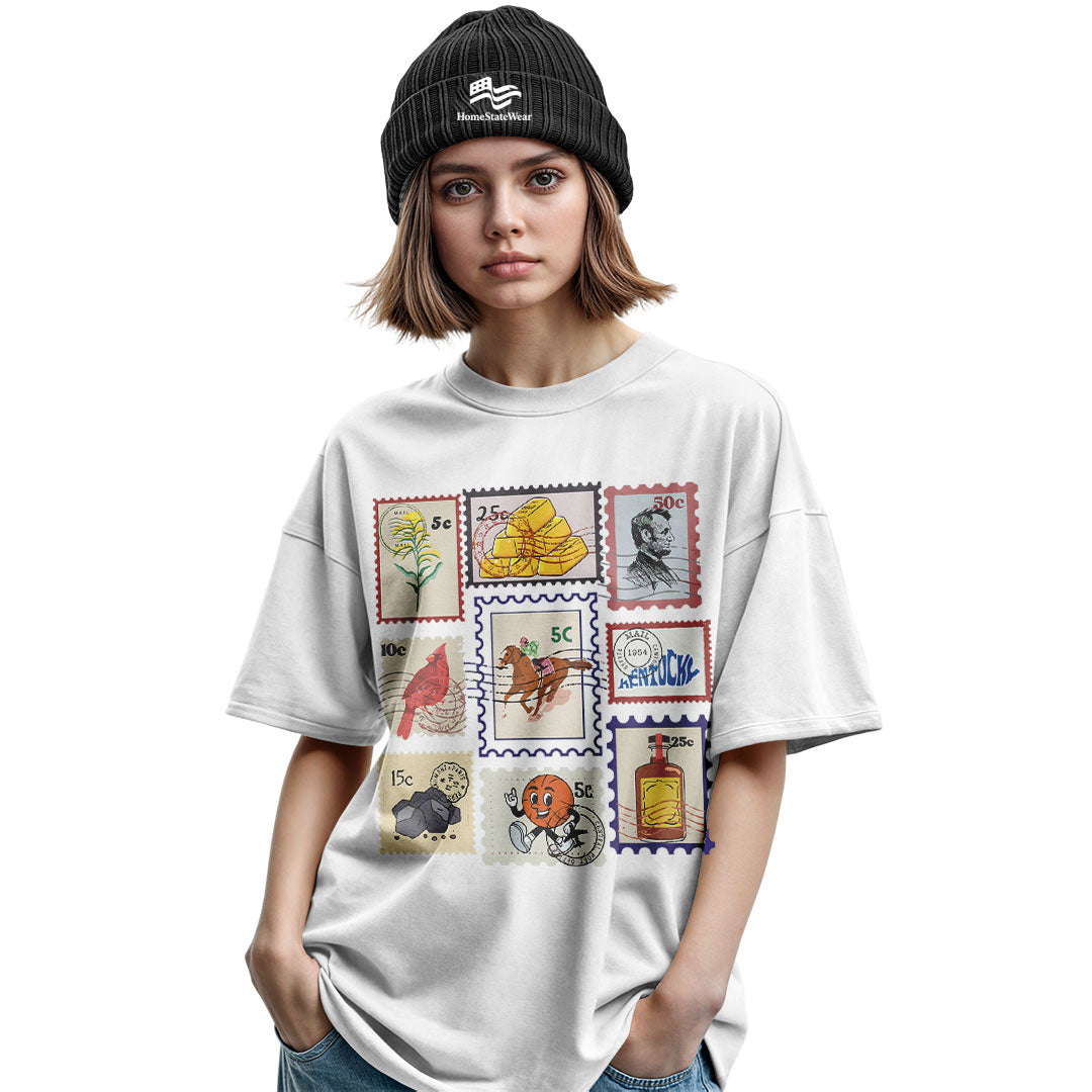 Kentucky Retro Stamp Comfort Colors Tee | Bluegrass State Icons Shirt