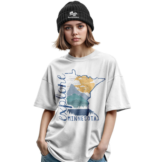 Explore Minnesota T-Shirt, Distressed Unisex State Pride Tee