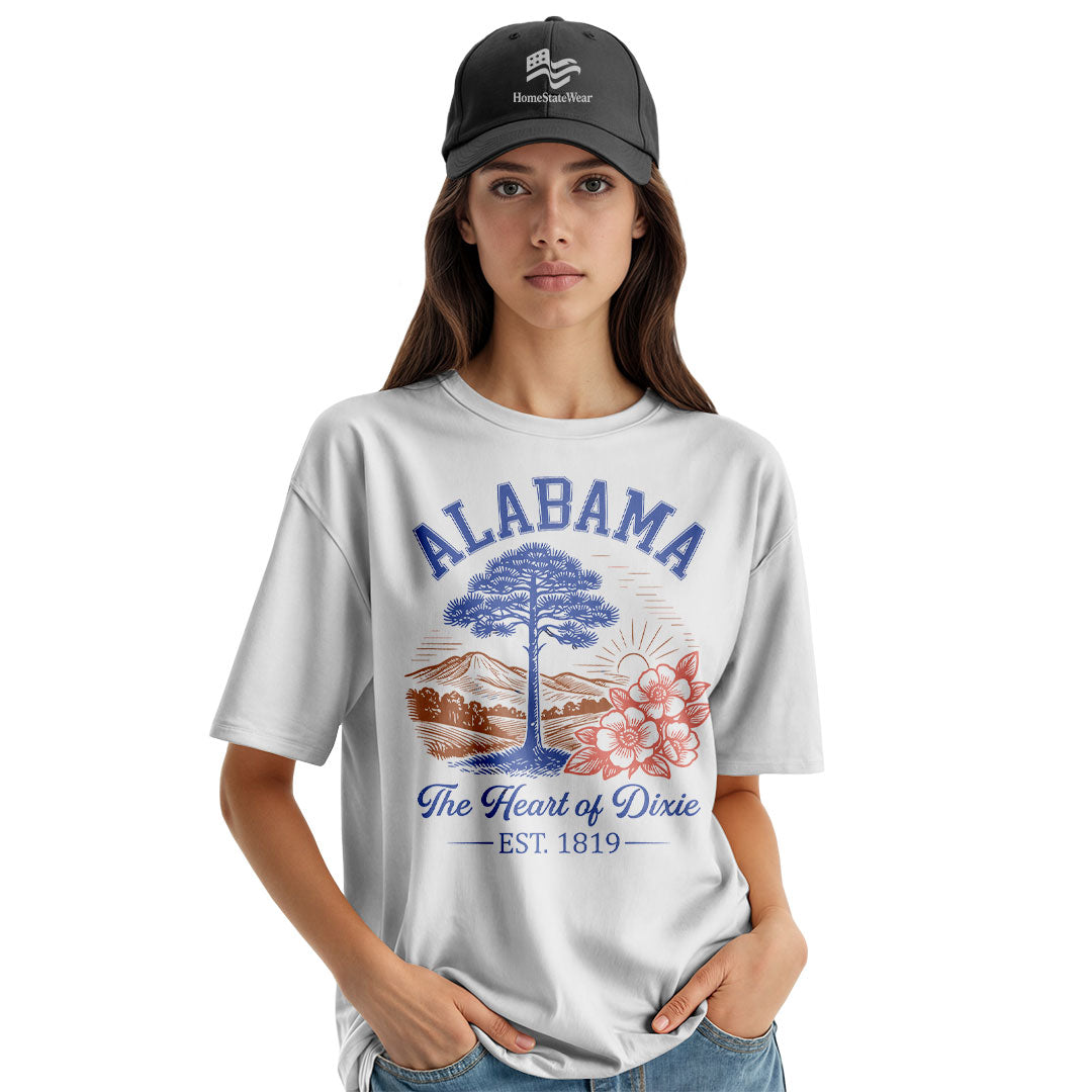 Alabama Shirt Heart of Dixie Est 1819 Vintage State Graphic Tee Unisex Cotton T-Shirt