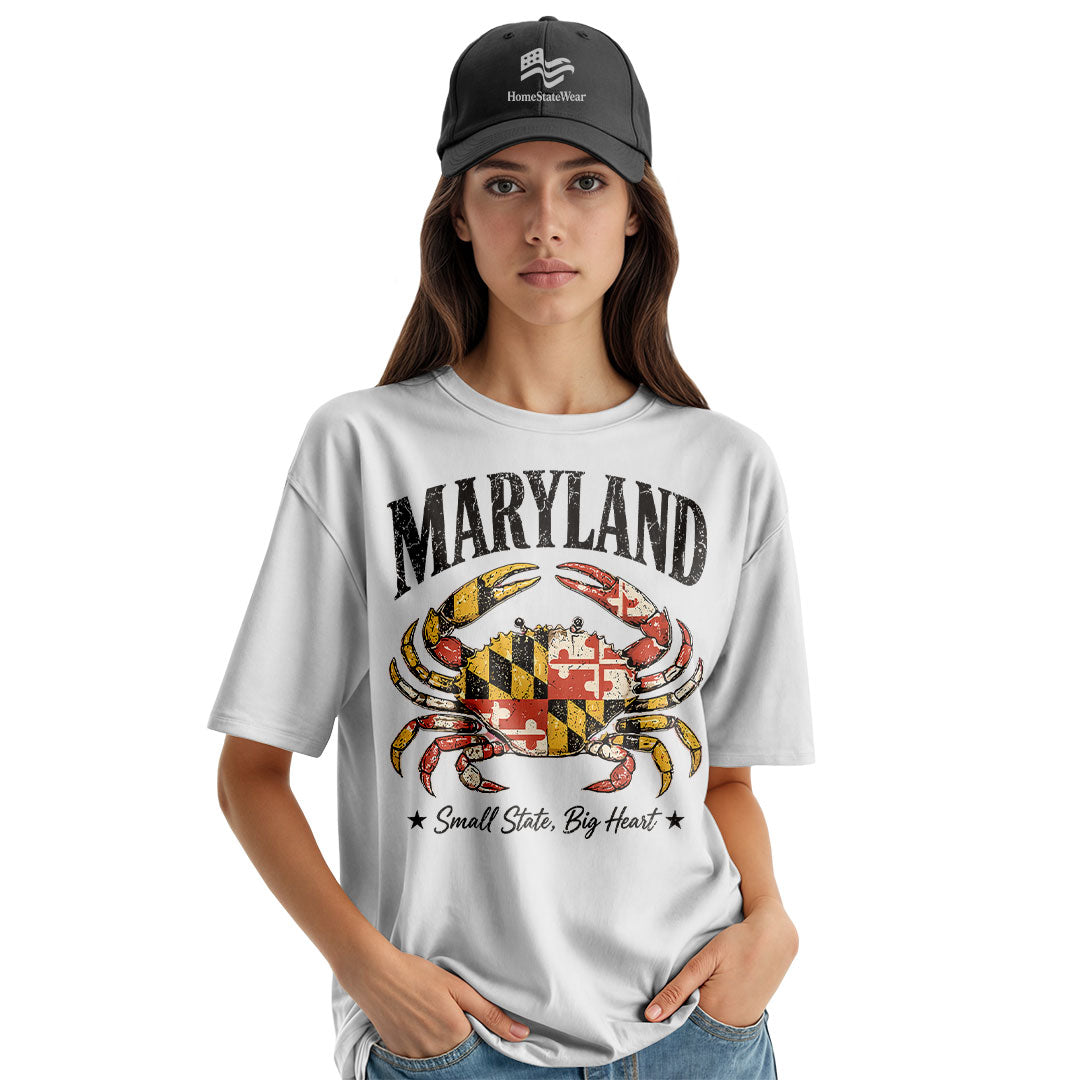 Maryland Crab Flag T-Shirt | Small State Big Heart Tee