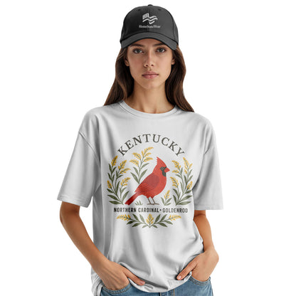 Kentucky Cardinal & Goldenrod Tee | Bird Lover Nature Shirt