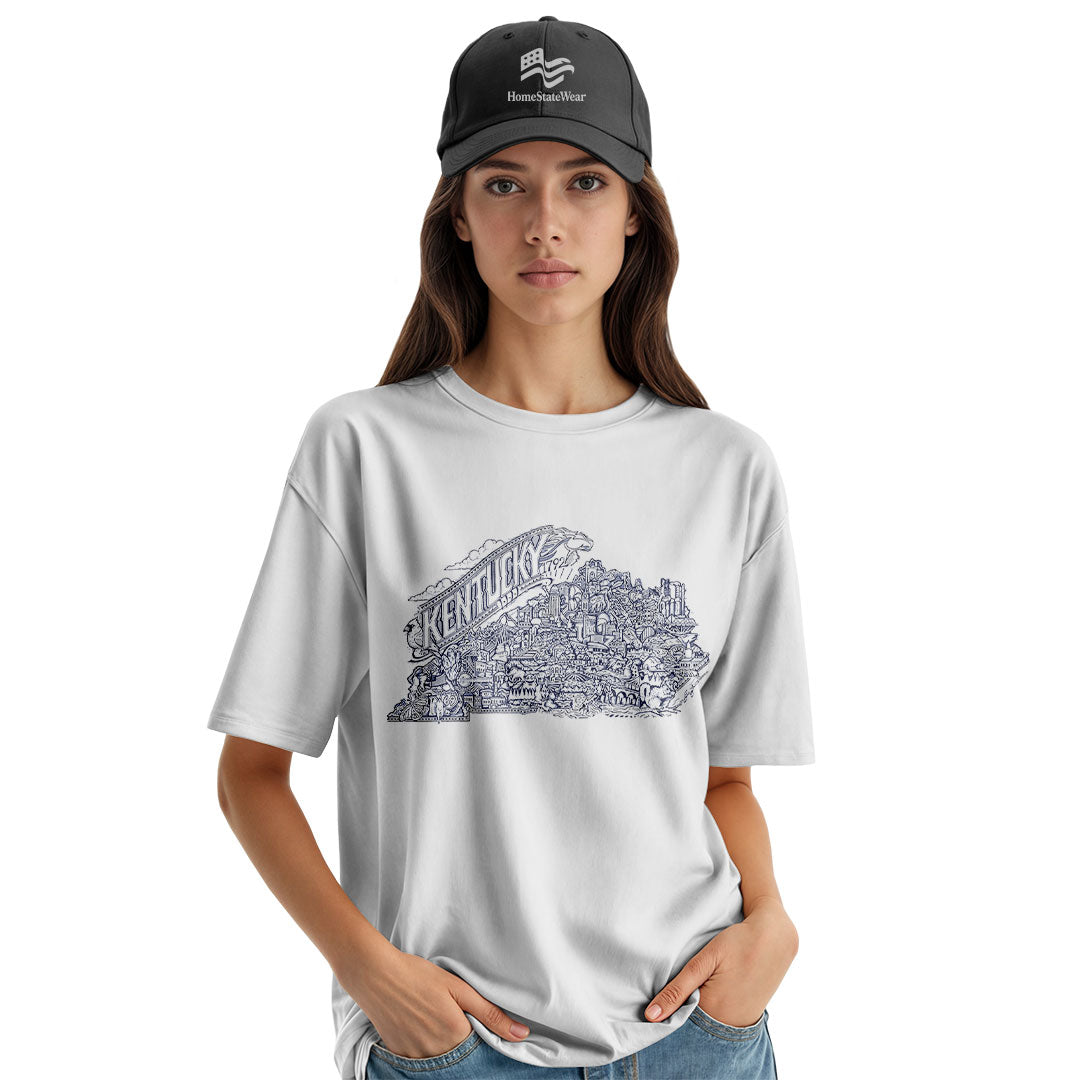 Grey Kentucky Map T-Shirt | Bluegrass State Pride Tee
