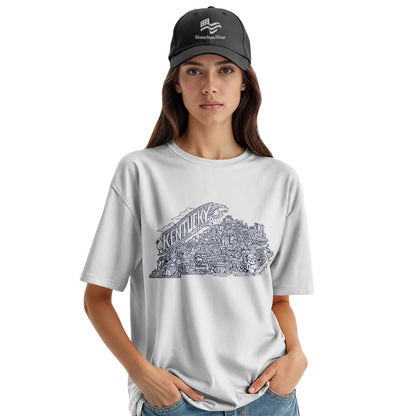 Grey Kentucky Map T-Shirt | Bluegrass State Pride Tee