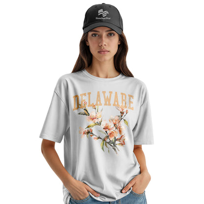 Delaware Peach Blossom Comfort Colors Tee | Botanical Flower Shirt