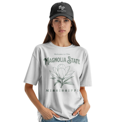 Welcome to Mississippi T-Shirt, Magnolia State Flower Tee,