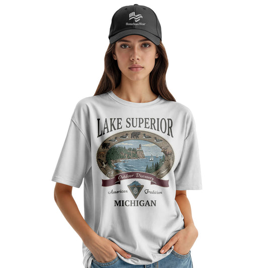 Lake Superior Michigan Comfort Colors Tee | Great Lakes Lighthouse Shirt