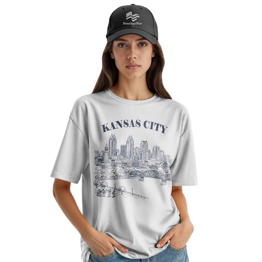 Kansas City Vintage Skyline T-Shirt, Retro Missouri Travel Souvenir Tee