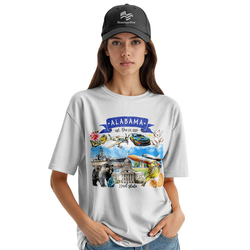 Artistic Alabama State Themes and Landmarks T-Shirt
