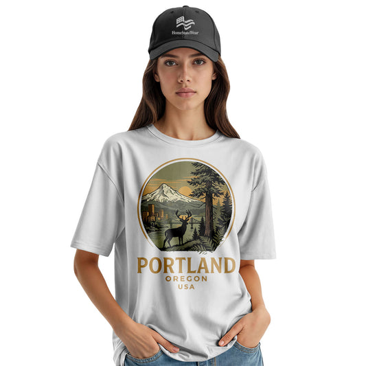 Portland Oregon Vintage Skyline T-Shirt, Mount Hood Pacific Northwest Tee