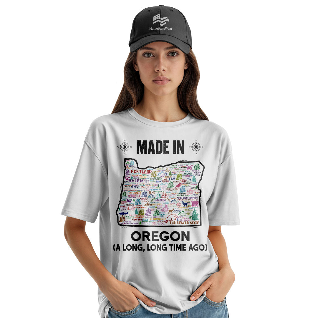 Made In Oregon T-Shirt, Beaver State Map Pride Tee